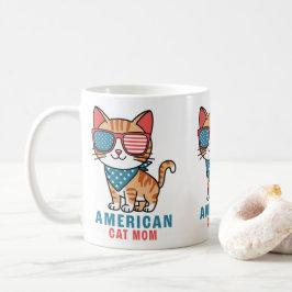 Patriotic USA flagga 4:e juli amerikanska Katt Mam Kaffemugg