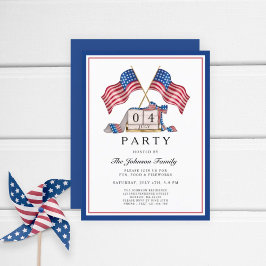 Patriotic USA flagga 4 juli Inbjudan Vykort