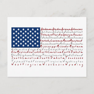 Patriotic USA flagga all 50 stater vykort