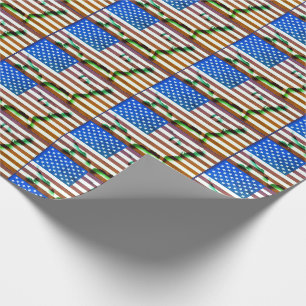 Patriotic USA flagga American Karta Blue Grönt Presentpapper