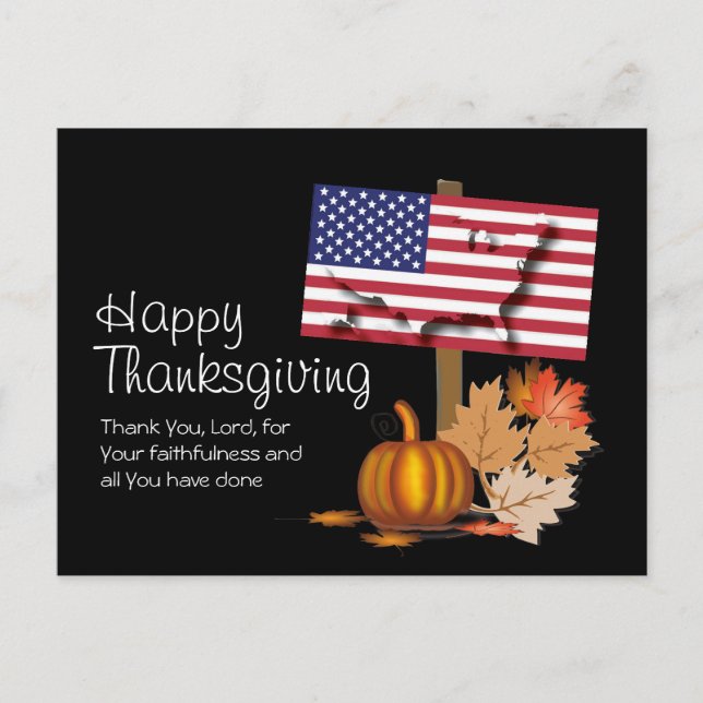 Patriotic USA flagga | AMERIKANSK THANKSGIVING Vykort (Framsida)