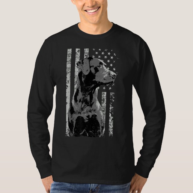 Patriotic USA flagga Black Labrador för lab-ägare T Shirt (Framsida)