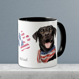 Patriotic USA flagga Black Labrador Retriever Hund Mugg