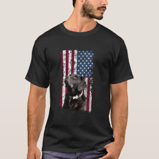 Patriotic USA flagga Black Labrador T-Shirt för La