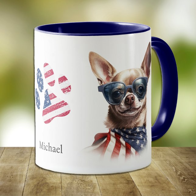 Patriotic USA flagga Chihuahua Hund Mugg (Skapare uppladdad)