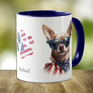 Patriotic USA flagga Chihuahua Hund Mugg