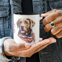 Patriotic USA flagga Chocolate Labrador Retriever Mugg