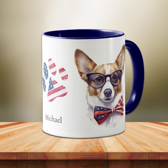 Patriotic USA flagga Corgi Hund Mugg (Skapare uppladdad)