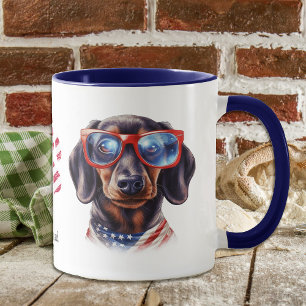Patriotic USA flagga Dachshund Hund Mugg