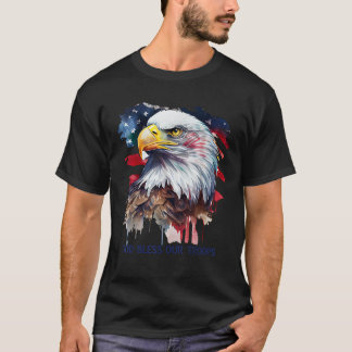 Patriotic USA flagga Färg Tee Välsigna dig våra tr