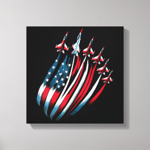 Patriotic USA flagga Fighter Jet Boys 4 juli Canvastryck