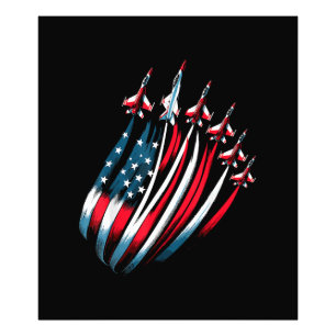 Patriotic USA flagga Fighter Jet Boys 4 juli Fototryck
