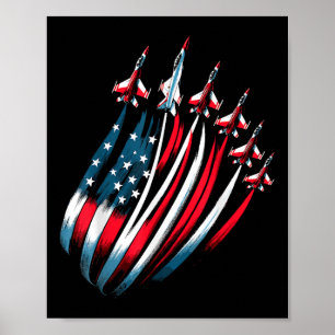 Patriotic USA flagga Fighter Jet Boys 4 juli Poster