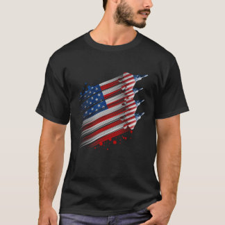 Patriotic USA flagga Fighter Jet Boys 4 juli T Shirt