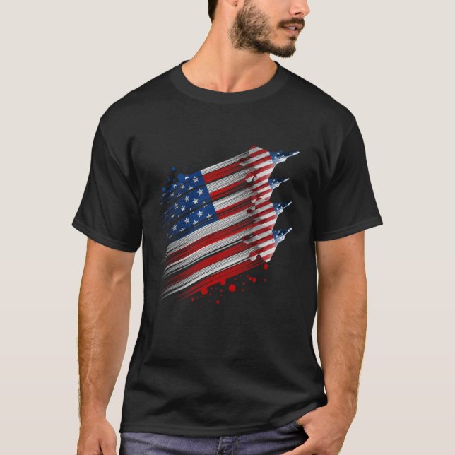 Patriotic USA flagga Fighter Jet Boys 4 juli T Shirt (Framsida)