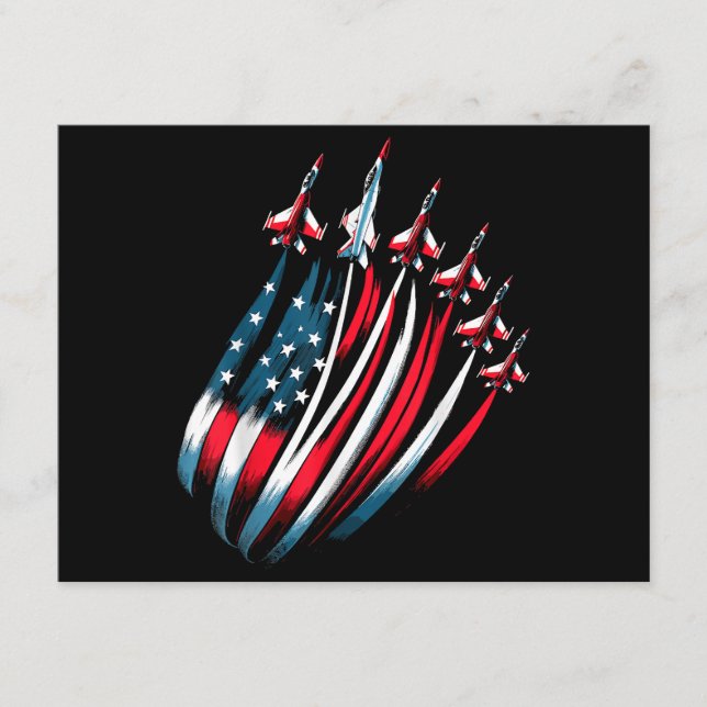 Patriotic USA flagga Fighter Jet Boys 4 juli Tilläggskort (Framsida)