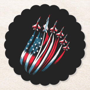 Patriotic USA flagga Fighter Jet Boys 4 juli Underlägg Papper