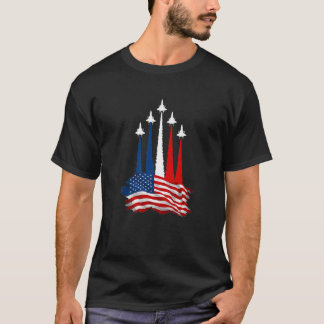 Patriotic USA flagga Fighter Jet Flagga Heart 4:e  T Shirt
