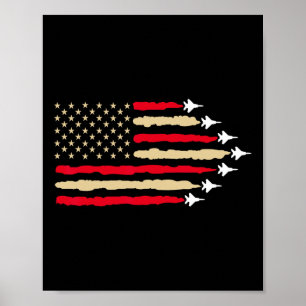 Patriotic USA flagga Fighter Jet flygplan 4th of J Poster