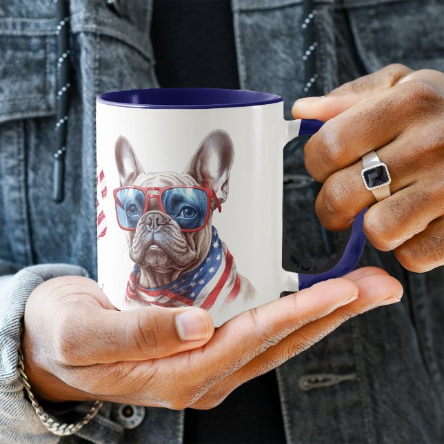 Patriotic USA flagga Fransk Bulldog Mugg (Skapare uppladdad)