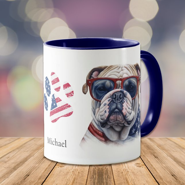 Patriotic USA flagga Funny Bulldog Mugg (Skapare uppladdad)