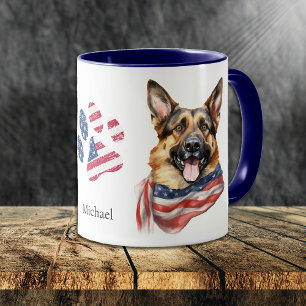 Patriotic USA flagga German Shepherd Hund Mugg