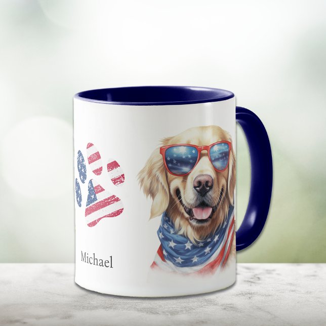 Patriotic USA flagga Golden Retriever Hund Mugg (Skapare uppladdad)