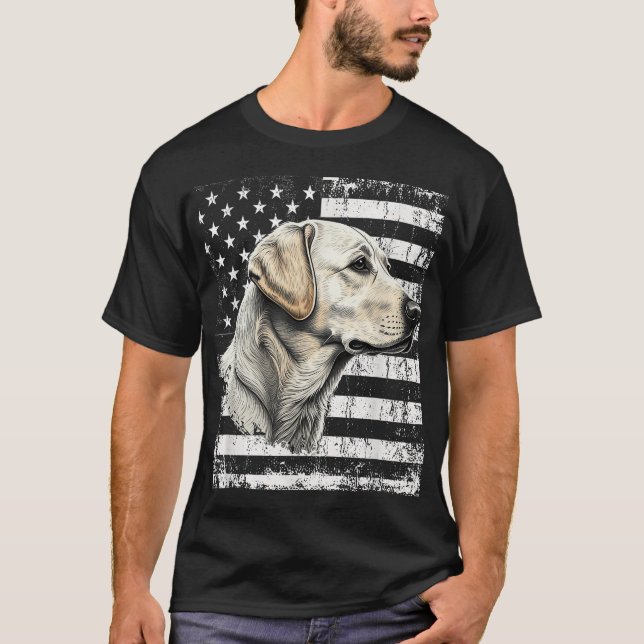 Patriotic USA flagga Gult Labrador Distress T Shirt (Framsida)