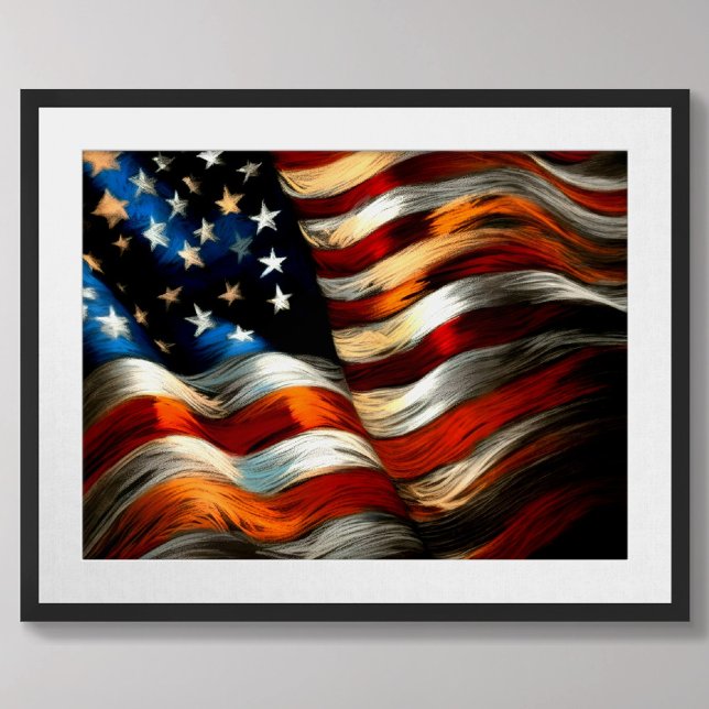 Patriotic USA flagga Hard Pastel Poster (Skapare uppladdad)