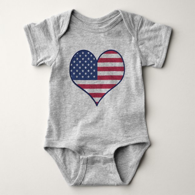 Patriotic USA flagga Heart Hjärtat Modiga T Shirt (Framsida)