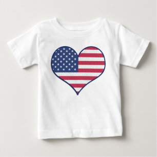Patriotic USA flagga Heart Hjärtat Modiga T Shirt