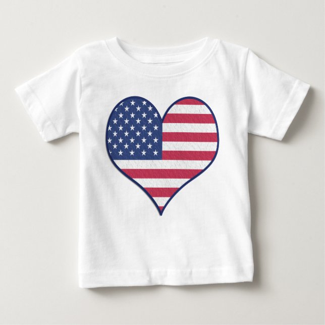 Patriotic USA flagga Heart Hjärtat Modiga T Shirt (Framsida)