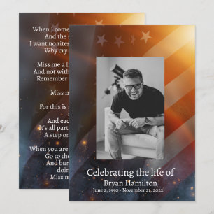 Patriotic USA flagga Memorial Funeral Prayer Card Inbjudningar