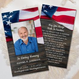 Patriotic USA flagga Memorial Funeral Prayer Card Visitkort