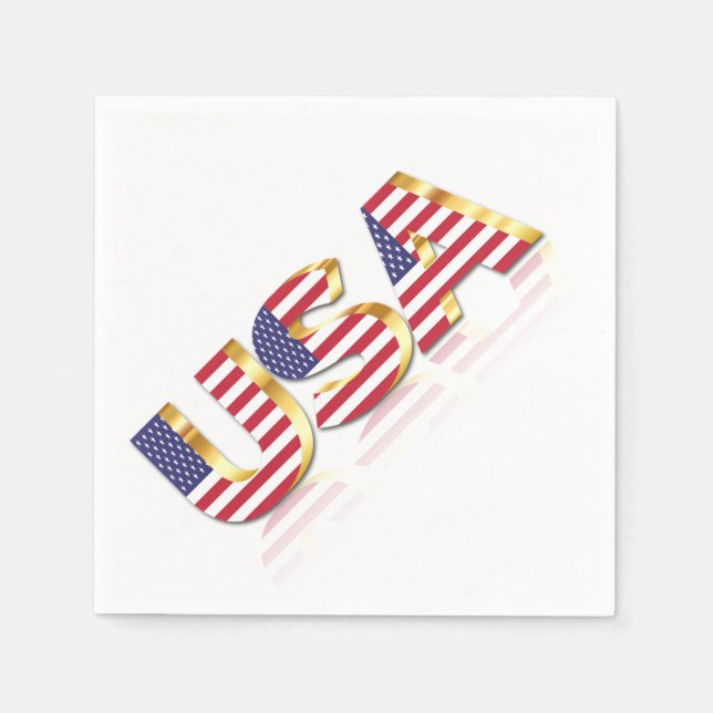 Patriotic USA flagga Napkins Pappersservett (Framsidan)