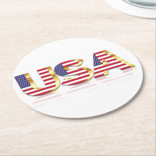 Patriotic USA flagga Papper Underlägg Rund