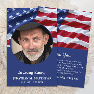 Patriotic USA flagga Photo Memorial militärbegrave Tack Kort