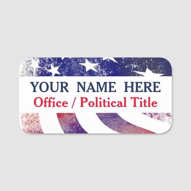 Patriotic USA flagga politiska Kampanj Namnbricka (Framsida)