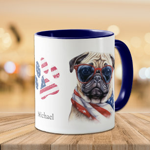 Patriotic USA flagga Pug Hund Mugg