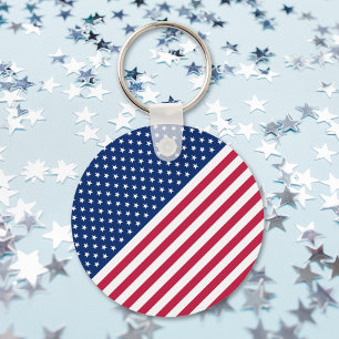 Patriotic USA flagga Rött vitt blått Stars Rand Nyckelring