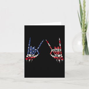 Patriotic USA flagga Skeleton Sten på Djävulen hor Kort