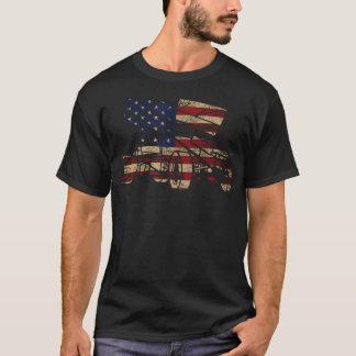 Patriotic USA flagga Sprint Car Dirt Track Tävla L T Shirt