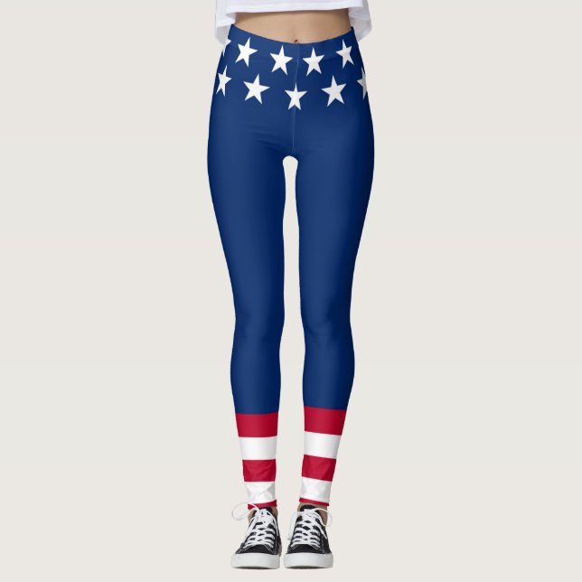 Patriotic USA flagga Stars & Rand American Leggings (Framsida)