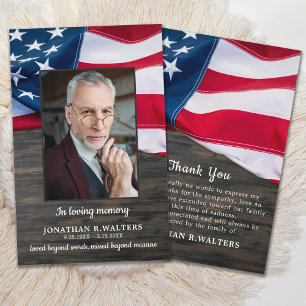Patriotic USA flagga Veteran Memorial Funeral Tack Kort