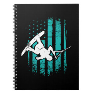 Patriotic USA flagga Wakeboarder Wakeboarding Anteckningsbok
