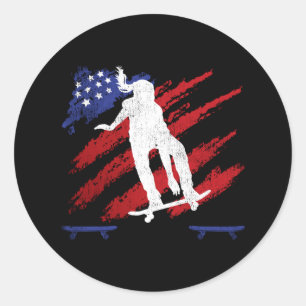 Patriotic USA flagga Women's Skateboarding Runt Klistermärke