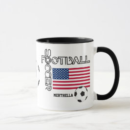 Patriotic USA FLAGGA World Soccer Monogram Mugg