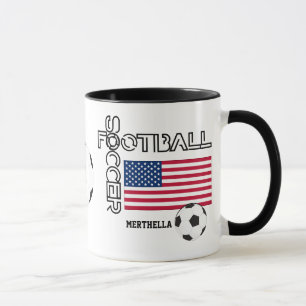 Patriotic USA FLAGGA World Soccer Monogram Mugg