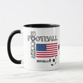 Patriotic USA FLAGGA World Soccer Monogram Mugg