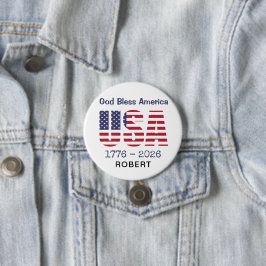 Patriotic USA God Bless America 3-in Round Button Knapp